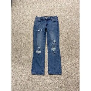 28 Buckle Vervet Midrise Straight Crop Distressed Blue
